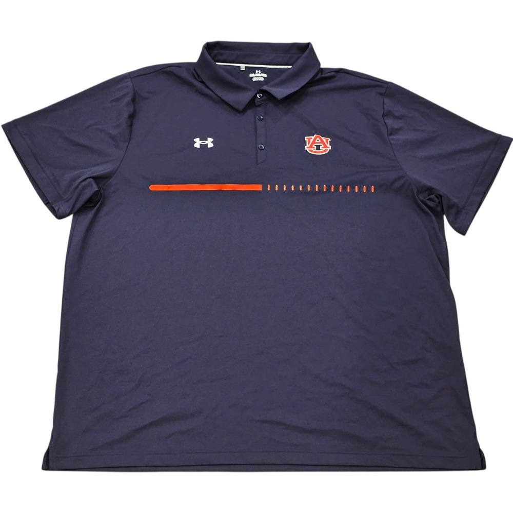 Under Armour Auburn Tigers Navy Blue Polo Shirt Mens Size 4XL NCAA Football